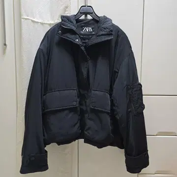 ZARA 숏코트 다운 블루종 2way 블랙