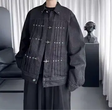 GXFortune 파이어맨 데님 재킷 비행기 버튼