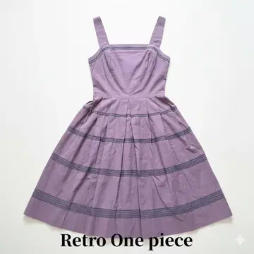 [레트로 컨트리] 라벤더 컬러 티어드풍 원피스 굵은 스트랩