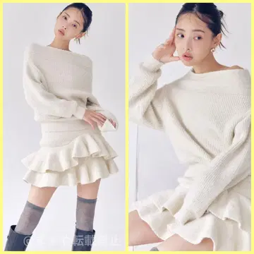 택 포함 새상품 릴리 브라운 오프숄더 니트 셋업