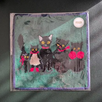 페이 x 쿠라하시 레이 검은 고양이 속 검은 고양이 타월 손수건 네이비