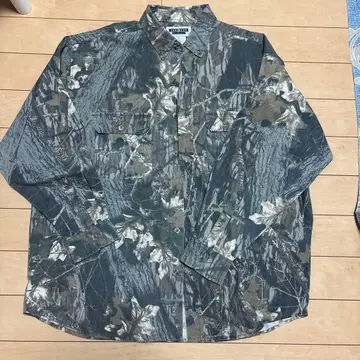 Jerzees Outdoors 카모 패턴 긴팔 셔츠 XL