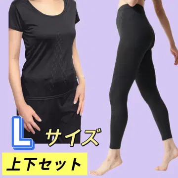 리라이브 스패츠 & 셔츠 상하의 세트 L 블랙 새상품