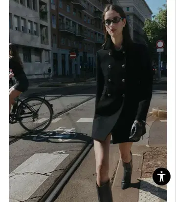 ZARA XS 사이즈 울 혼방 숏 기장 더블 브레스트 코트