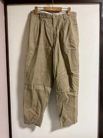 roundabout 베이지 코튼 린넨 팬츠