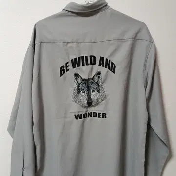 그레이 긴팔 셔츠 늑대 자수 L