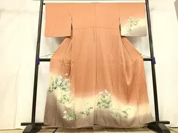 기모노 호몬기 초화문 운지 염색 순수 실크 일품