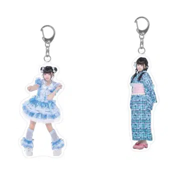 무지개 깃털 미니 무도관 아크릴 키링 2개 세트