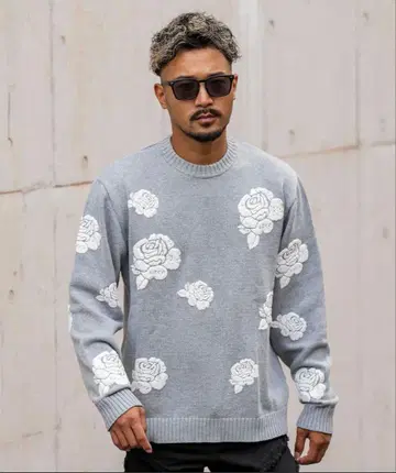 아담스 저글러 꽃무늬 자수 니트 스웨터