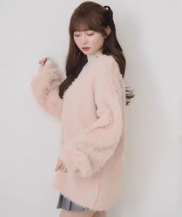 ems excite 옅은 핑크 가디건 긴팔