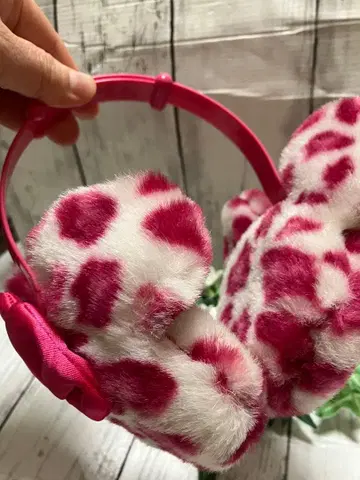도쿄 디즈니 리조트 핑크 레오파드 무늬 귀도리 귀마개