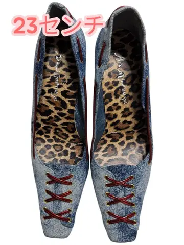 데님풍 하이힐 펌프스 23cm 레오파드