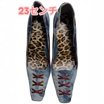 데님풍 하이힐 펌프스 23cm 레오파드