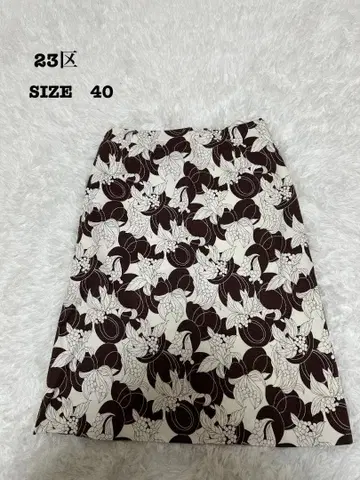 23구 꽃무늬 사다리꼴 스커트 40 브라운/화이트[214]