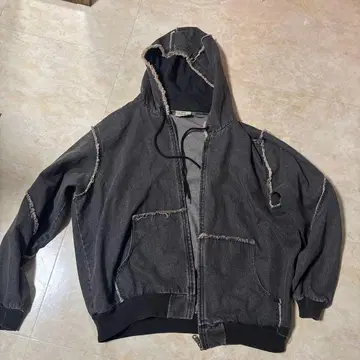 Makes Style! 다크 그레이 프린지 후드티