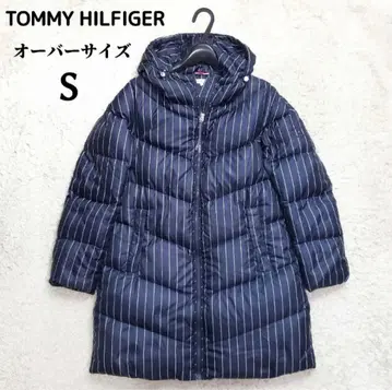 컨디션 최상 타미힐피거 롱 다운 자켓 스트라이프 패턴 루즈핏 S