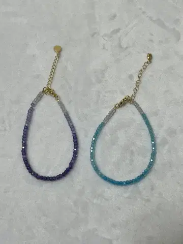 [ 고품질 ] 자수정 아쿠아 마린 팔찌 2개 세트