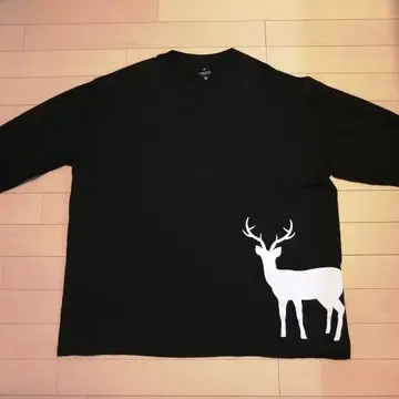 TNOC 긴팔 티셔츠 XL 블랙 사슴 디자인
