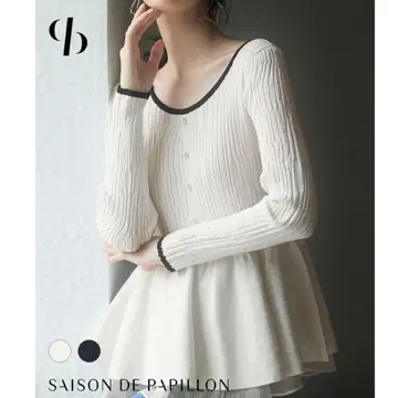 다른 소재 레이어드한 포근한 페플럼 니트 풀오버