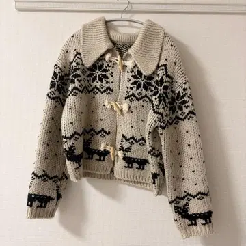 노르딕 무늬 더플 가디건 여성용