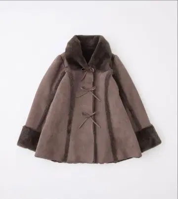 NICE CLAUP 페플럼 리본 페이크 무스탕 코트