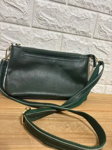 [ 새상품급 ] 천연 가죽 숄더백 소가죽 파우치 그린 소품함 사코슈