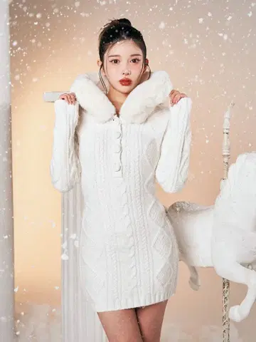 다리치 Darich 후드 퍼 케이블 미니 원피스