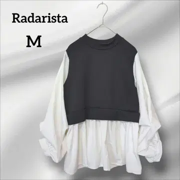 라다리스타 블라우스 레이어드 디자인 벌룬 슬리브 상의 니트 M