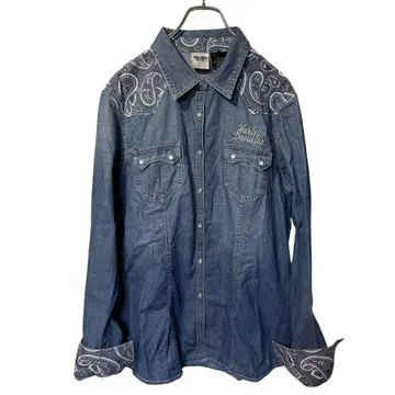 Harley Davidson 데님 셔츠 긴팔 페이즐리 무늬 XL(LL)