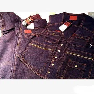 관동토비 컬러 데님 베스트 M과 3 초롱 w76 퍼플 세트