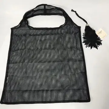 친자와 레이스점 포켓터블 에코백 블랙