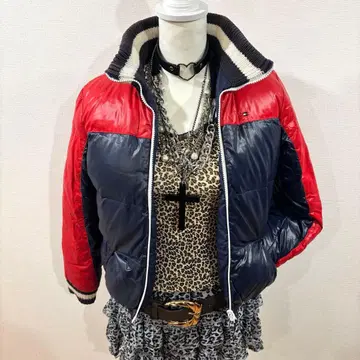 헤이세이 갸루 TOMMY 다운 지퍼 y2k 그런지 쇼트 맥브링