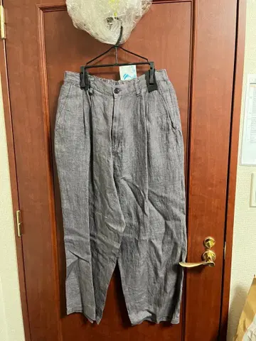 린넨 100% 보라색 와이드 팬츠