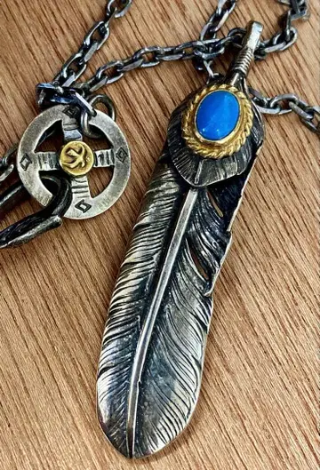 고로즈 상은금  터콰이즈 부착 특대형 페더 이글 후크 세각 체인 세트