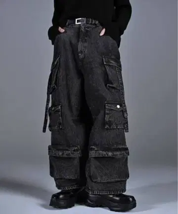 ADRER 카고 데님 블랙