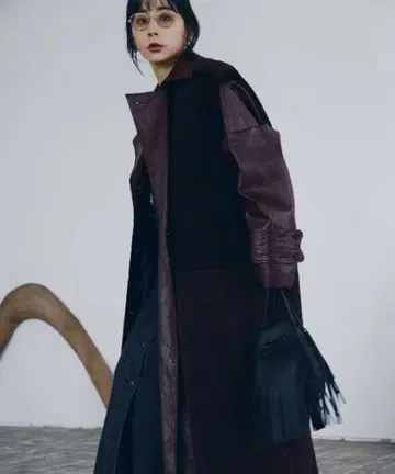 RAFFINE FAKE LEATHER TRENCH COAT