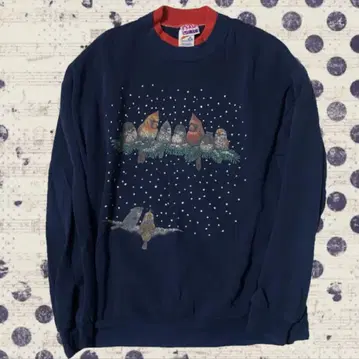 네이비 새 프린트 크루넥 트레이닝복 L