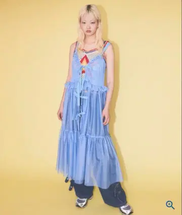 CANDY STRIPPER TULLE LINGERIE DRESS BLUE