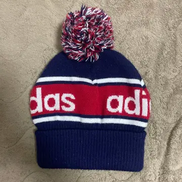 adidas 니트 모자 프리 사이즈 네이비/레드