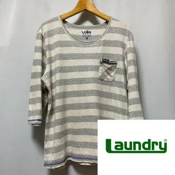 Laundry 7부 소매 티셔츠 보더 무늬 그레이 L