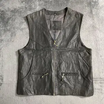 DONAR 가죽 베스트 오버 사이즈 빅 사이즈 양가죽 스웨이드 가공