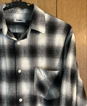 SLOWER 체크 무늬 긴팔 셔츠 L 상당 새상품급