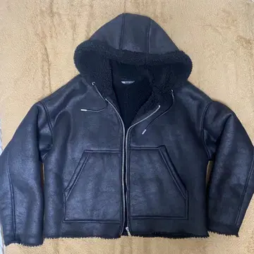 ZARA 무스탕 보아 후데트 봄버 자켓 블랙 L~XL