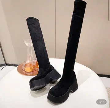 블랙스 에이드 통굽 롱 부츠