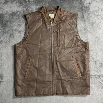 00s Cabela's 퀼팅 베스트 가죽 절개 빅 사이즈