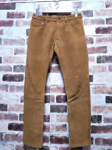 BEAMS LIGHTS 소가죽 카우 레더 스웨이드 스트레이트 팬츠