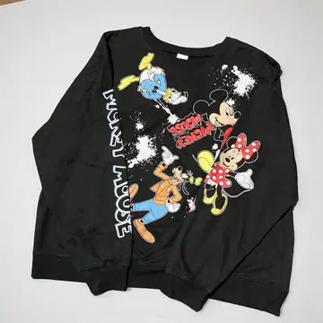 디즈니 캐릭터 미키마우스 맨투맨 블랙 여성용 XXL