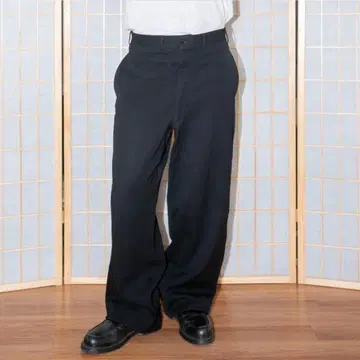 40s~50s 울 개버딘 슬랙스 블랙 V TALON 초와이드