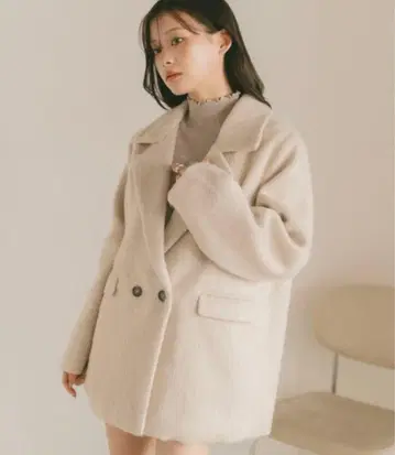 VANNIE U 믹스 샤기 테일러드 자켓 코트