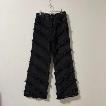 [ CLEL ] 하드 프린지 데님 팬츠